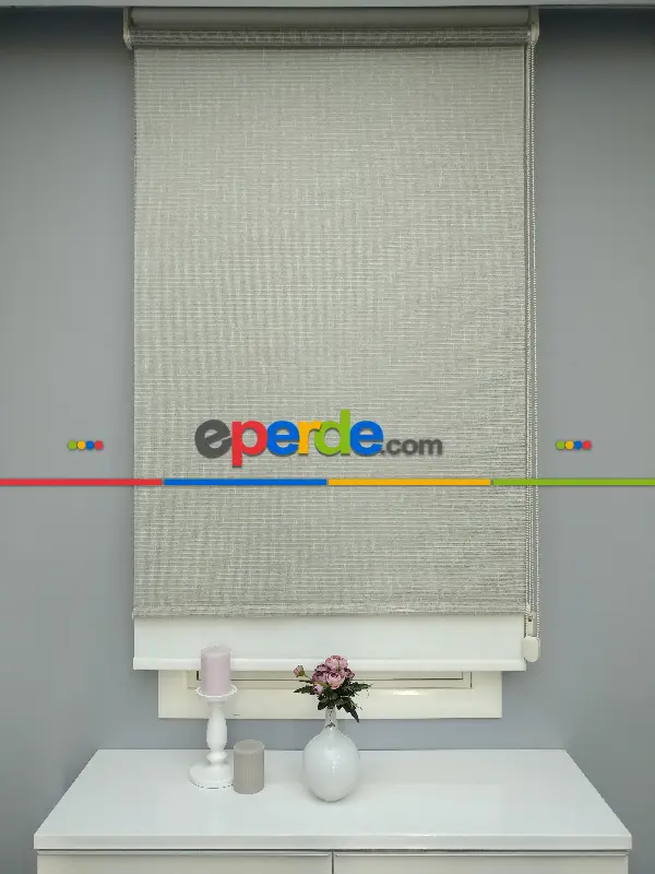 Çiftli Sistem Naturel Hasır Keten Tül Stor- Kum Beji