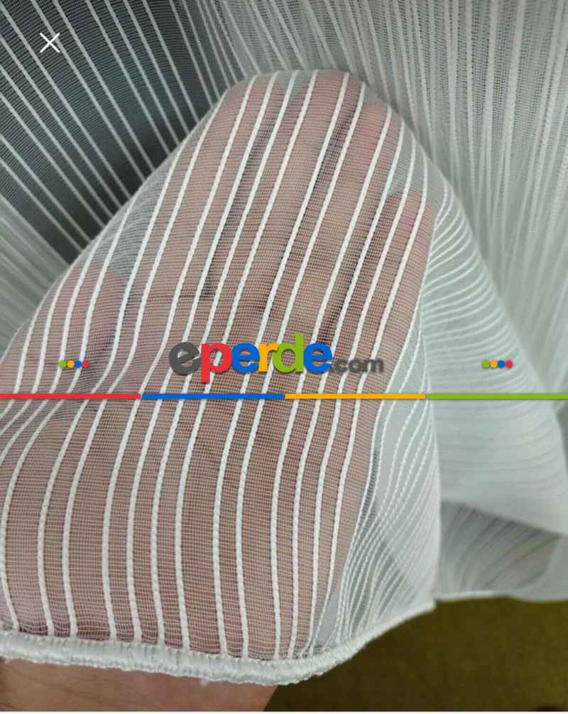 Salon Tül Perde - Fırsat !!! Birinci Kalite Çizgili Tül (gramajı Yüksek ) Ekru Renk Kırık Beyaz- Ekru - Kurşunlu Tül