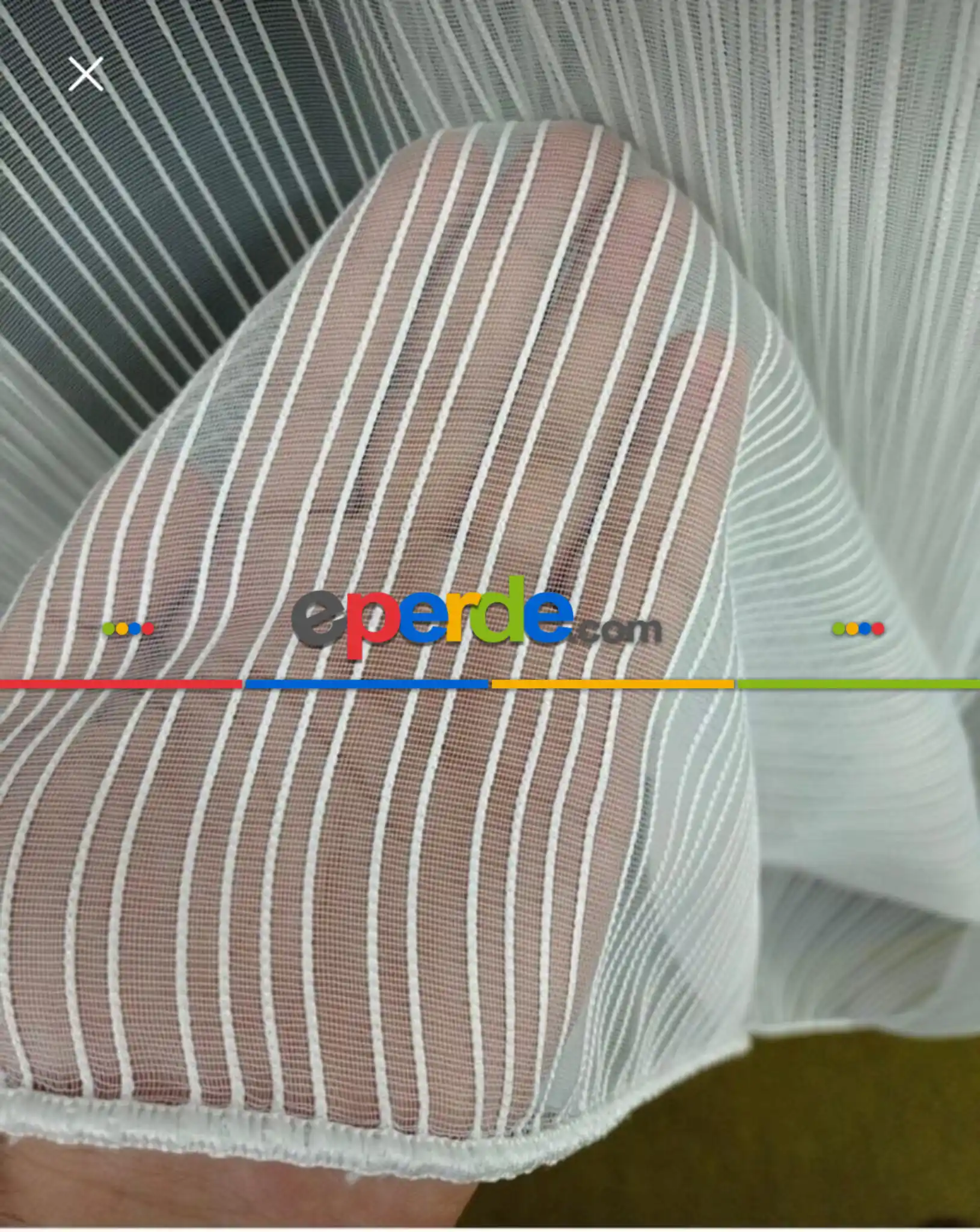 Salon Tül Perde - Fırsat !!! Birinci Kalite Çizgili Tül (gramajı Yüksek ) Ekru Renk Kırık Beyaz- Ekru - Kurşunlu Tül
