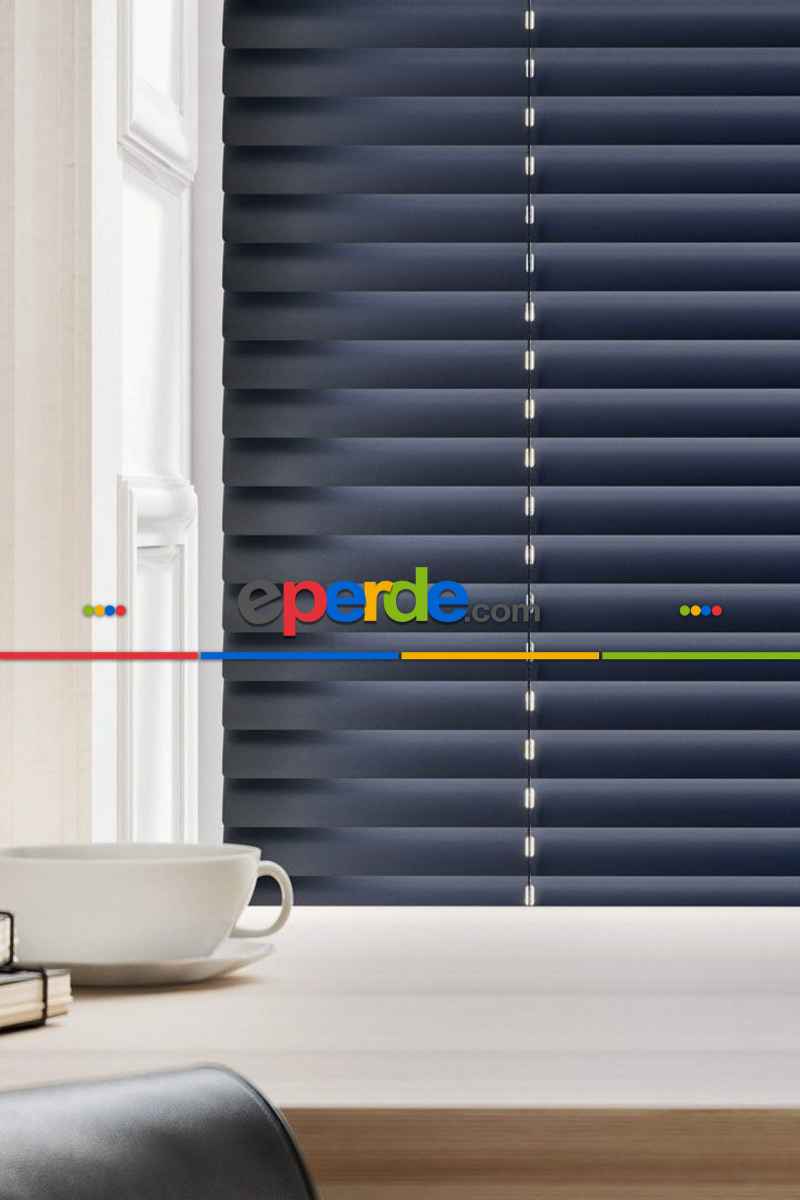 Mutfak - Oda Perde - 50mm Metal Jaluzi Perde, Polywood, Ahşap Görünümlü, Alev Almaz, Antrasit, Siyah Ve Ahşap Tonlarında