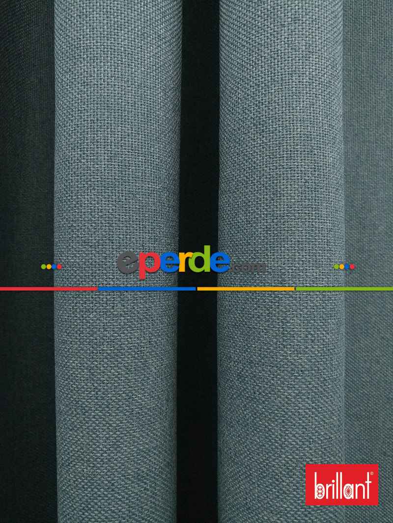 Brillant Keten Açık Havai Mavi Renk Düz Fon Perde - Mavi Doymamış-mint