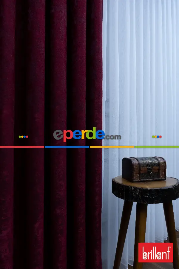 Brillant Jakar Desen Fon Perde ( Dökümlü Fon )- Vişne