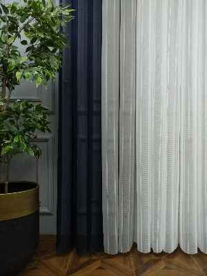 Lens Akıllı Dikey Tül Perde 112- Lacivert-beyaz-gümüş