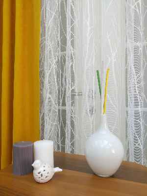 Ağaç Dalları Desenli Tül Perde- Ekru