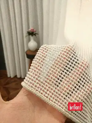 Brillant Örme Dantel Krem Renk Yüksek Gramajlı Dökümlü Tül Perde- Ekru - Kurşunlu Tül