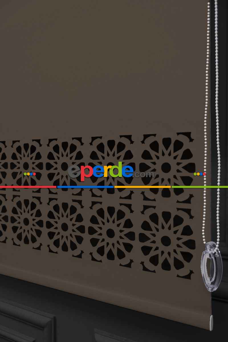 Kahverengi Lazer Kesim Mat Stor Perde (ister Düz - İster Lazer Kesimli Satın Alın)