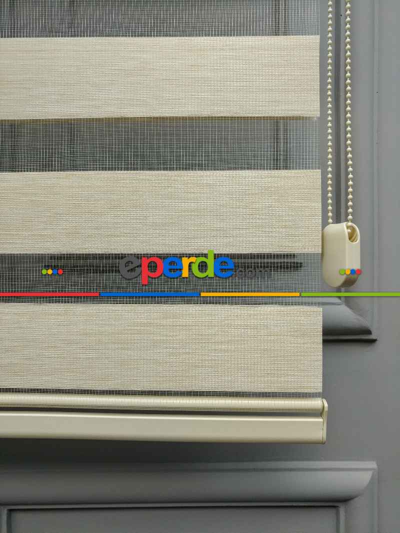 2025 Sezonu - Zebra Perde - Bambu Zebra Perde- Bej-krem Açık