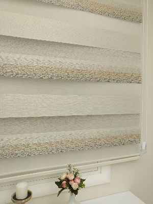 Krem - Kahverenk Geçişli Zebra Perde 2021 Elit(kalın Kumaş)- Krem-kahve