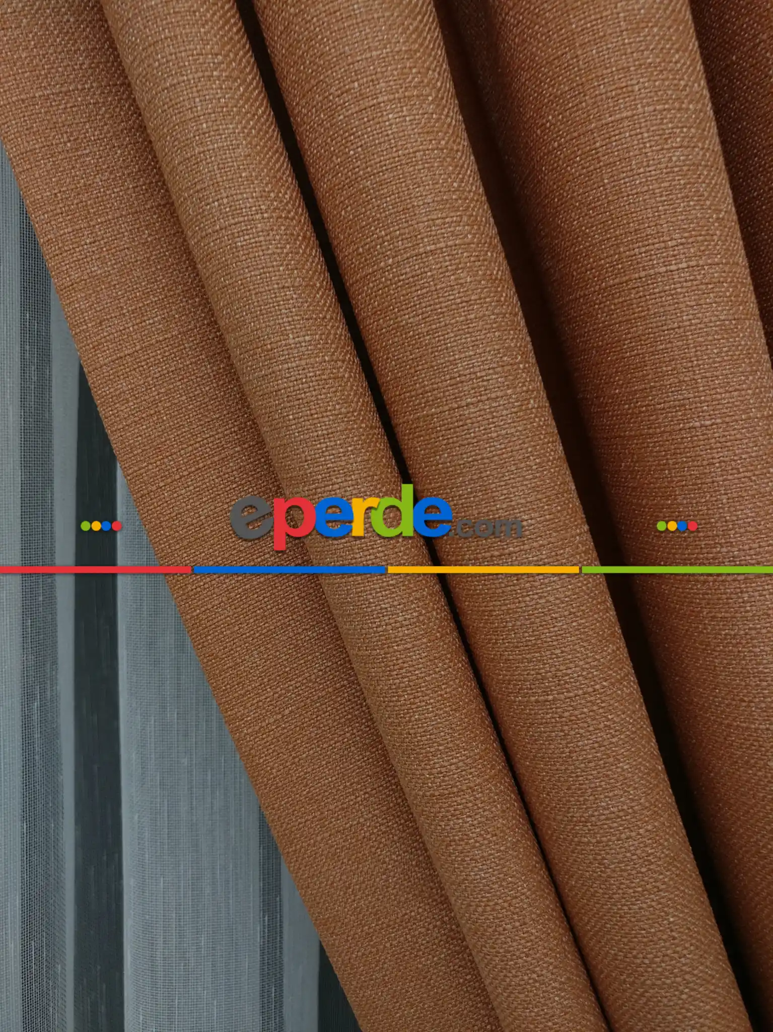 Salon Fon Perde - Keten Açık Gül Kurusu Renk Düz Fon Perde- Gül Kurusu