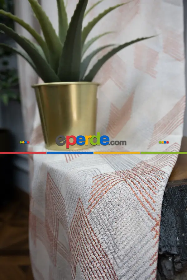 Modern Pano Fon Perde Renk Geçişli Çift Renk - 505- Bej-gri Açık-pembe Koyu-kiremit Rengi