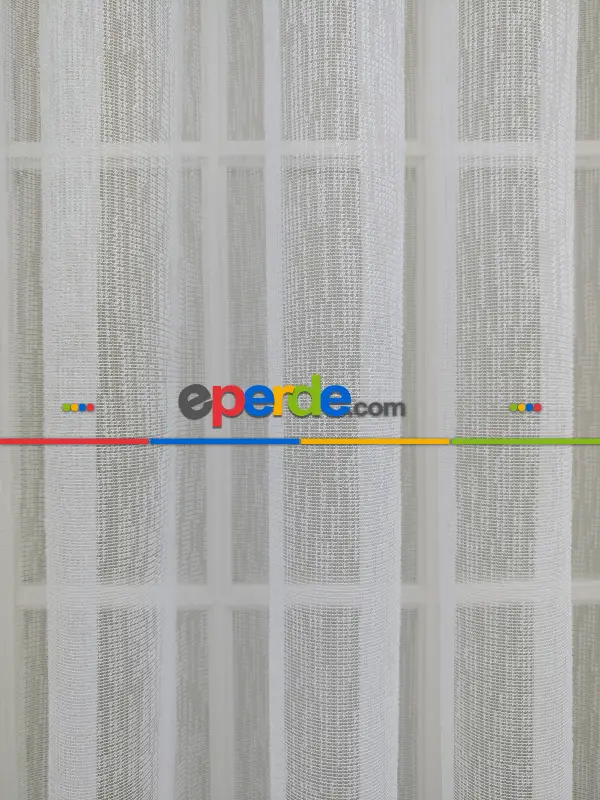 Etek Ucu Damask Dantel Tül Perde & Kruvaze Perde- Ekru