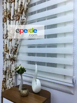 Kanaviçe Desen Fon Perde Kahve- Kahverengi