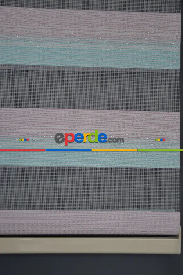 Halim Perdesan Zn-23 Gül Kurusu & Turkuaz Renk Etekli Veya Eteksiz Zebra Stor Perde