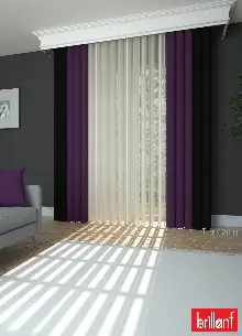 Brillant Akıllı Tül Siyah-koyu Mor Perde Tül Dikey Zebra Perde Düz 1. Kalite