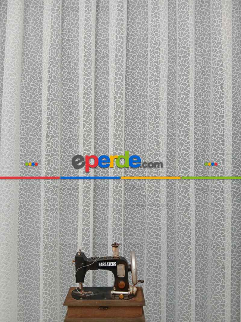 Beyaz Leopar Desen Desen Modern Tül Perde