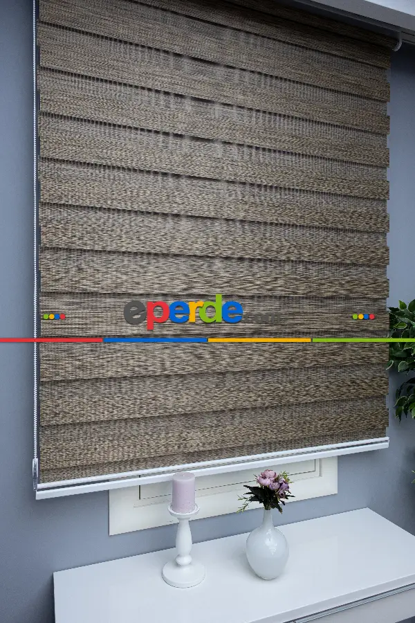 Oturma Odası - Zebra Perde Bambu Kumaş Kahve Rengi A Kalite Zebraperde- Kahverengi