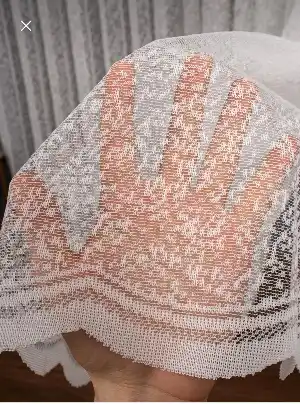 Örme Kum Desen Fransız Dantel Tül Perde