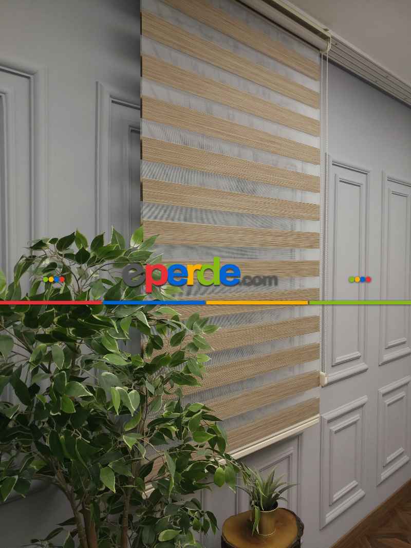 2025 Sezonu - Karartma Zebra Perde - Blackout Zebra Perde-ışık Geçirmez Zebra Perde- Kahve