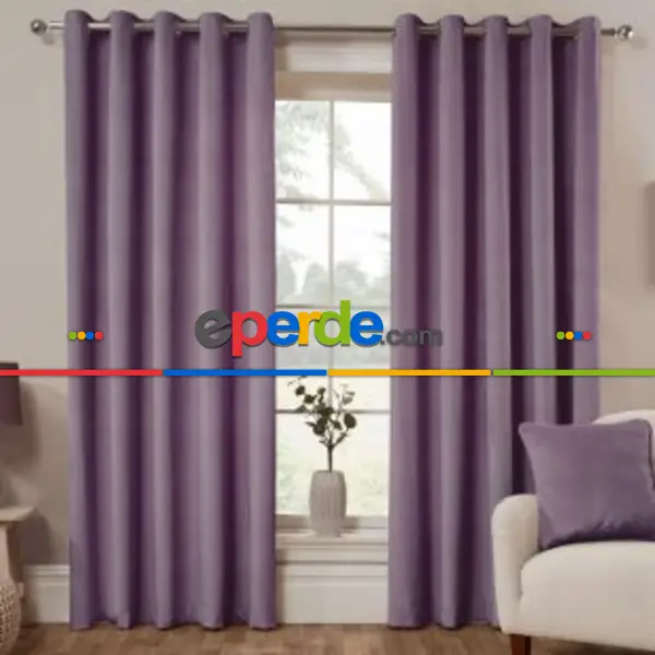 Yatak Odası Lila Perde Kuşgözü Rustik Perde Halka Kuşgözü Boru İçin Perde