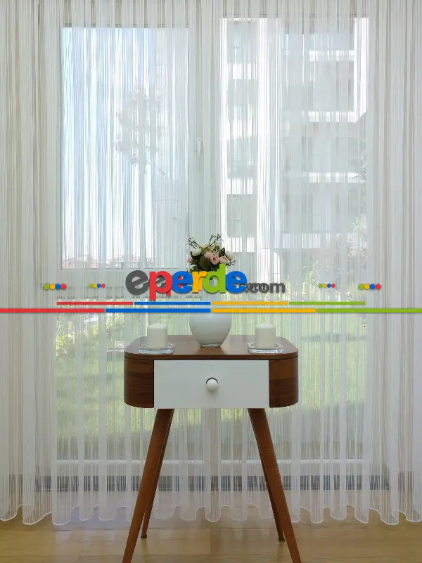 Mutfak Tül Ekru Zincir Desenli Düz Tül Perde !!!özel İndirimli Fiyat