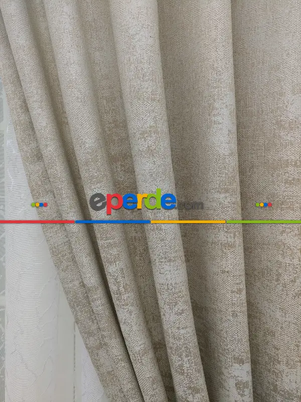 Açık Krem - Düz Jakar Fon Perde (180)- Krem Açık