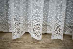 Puantiyeli Örme Tül Perde- Ekru