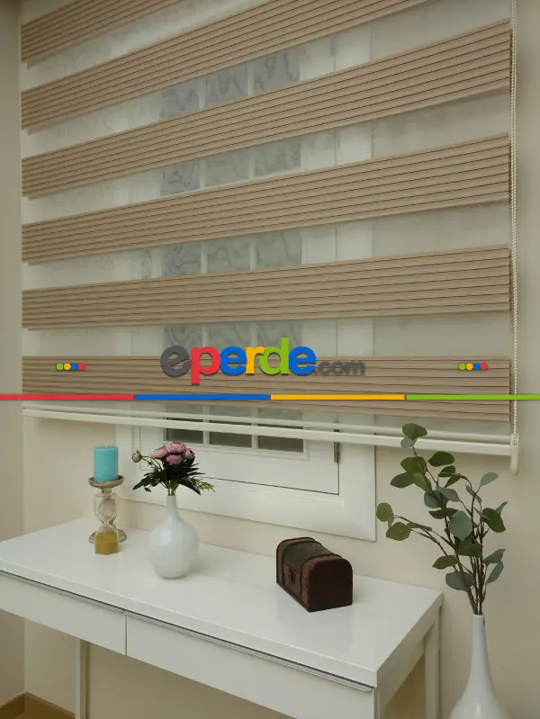 Zebra Perde - Geniş Pileli Zebra Perde- Sütlü Kahve