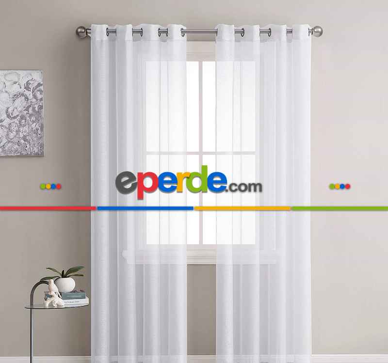 Beyaz Renk Rustik Kuşgözü Tül Perde Decoring Perde