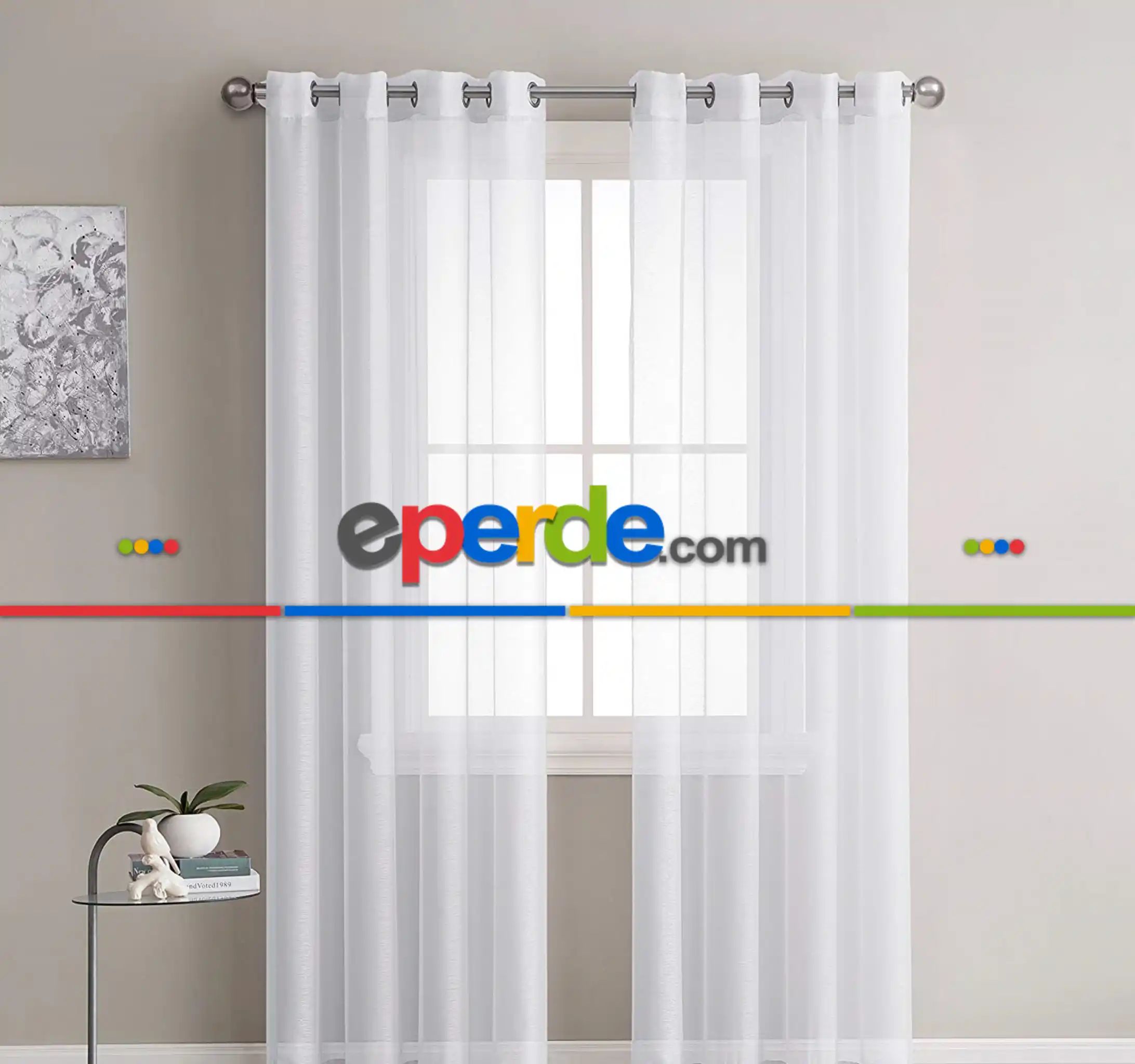 Mutfak Tül Beyaz Renk Rustik Kuşgözü Tül Perde Decoring Perde