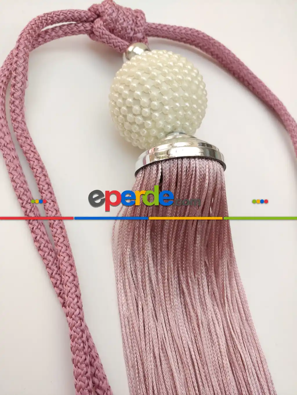 Fon Bağı Braçol Gülkurusu Pembe İncili- Pembe Koyu-gül Kurusu