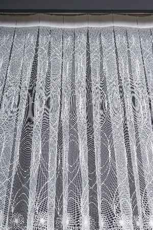 Şeritli Papatya Nakış İşlemeli Brode Tül Perde