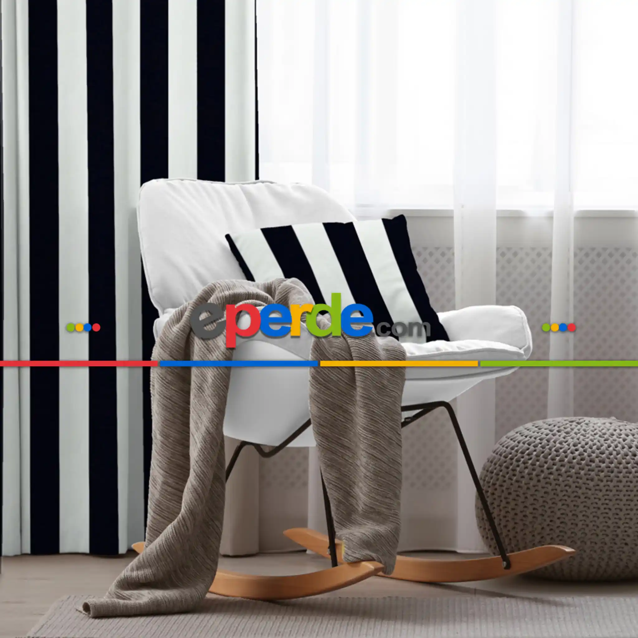 Çizgili Fon Perde Evim1622-5 Kumaşı Kalındır Duck Bezi Değildir