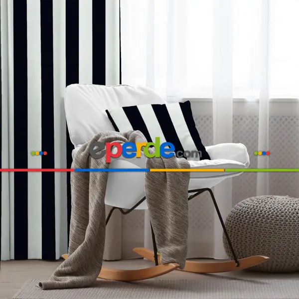 Çizgili Fon Perde Evim1622-5 Kumaşı Kalındır Duck Bezi Değildir