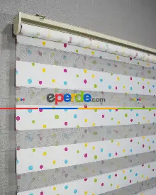 Kız ve Erkek Çocuk ve Bebek Odası zebra Perde - Renkli - Puanlı - Puantiyeli