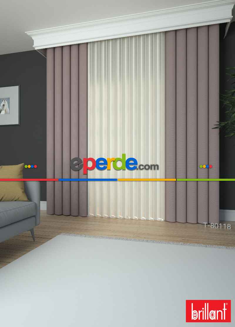 Brillant Akıllı Tül Perde Pudra Pembe Renkli Tül Dikey Zebra Perde Düz 1. Kalite