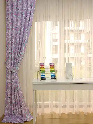 Kız Bebek & Çocuk Odası Fenomen Kedi Fon Perde Modelleri- Pembe-Lila-Mint