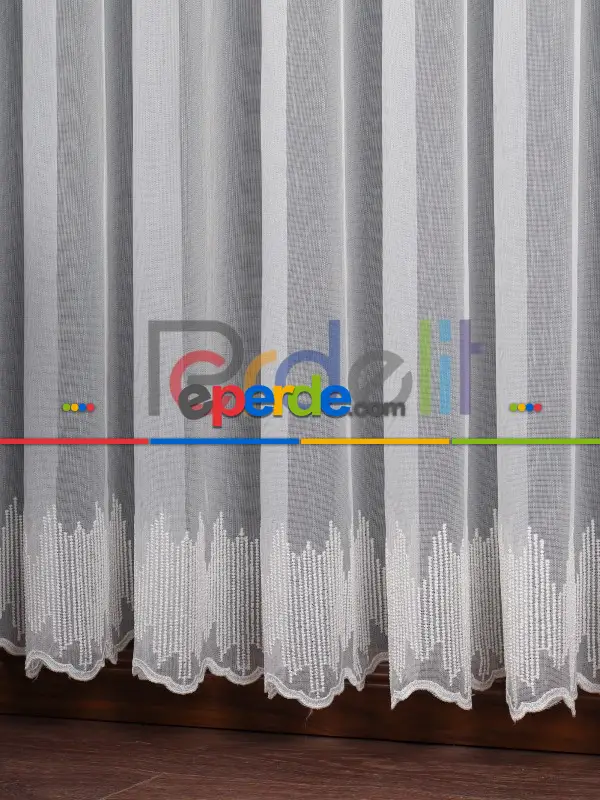 Etek Ucu Nakış İşlemeli Tül Perde