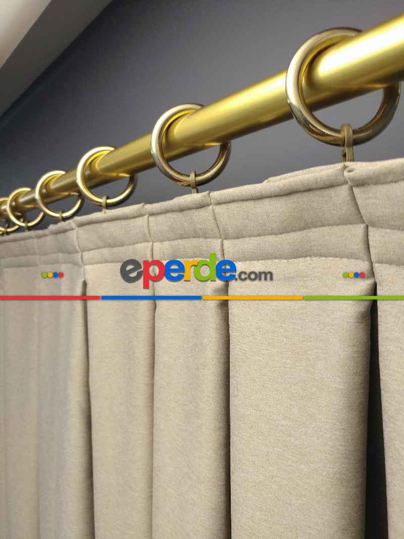 Modern Keten Görünümlü Işık Geçirmez Karatma Fon Perde 204 Ikon- Açık Vizon Rengi-açık Vizon