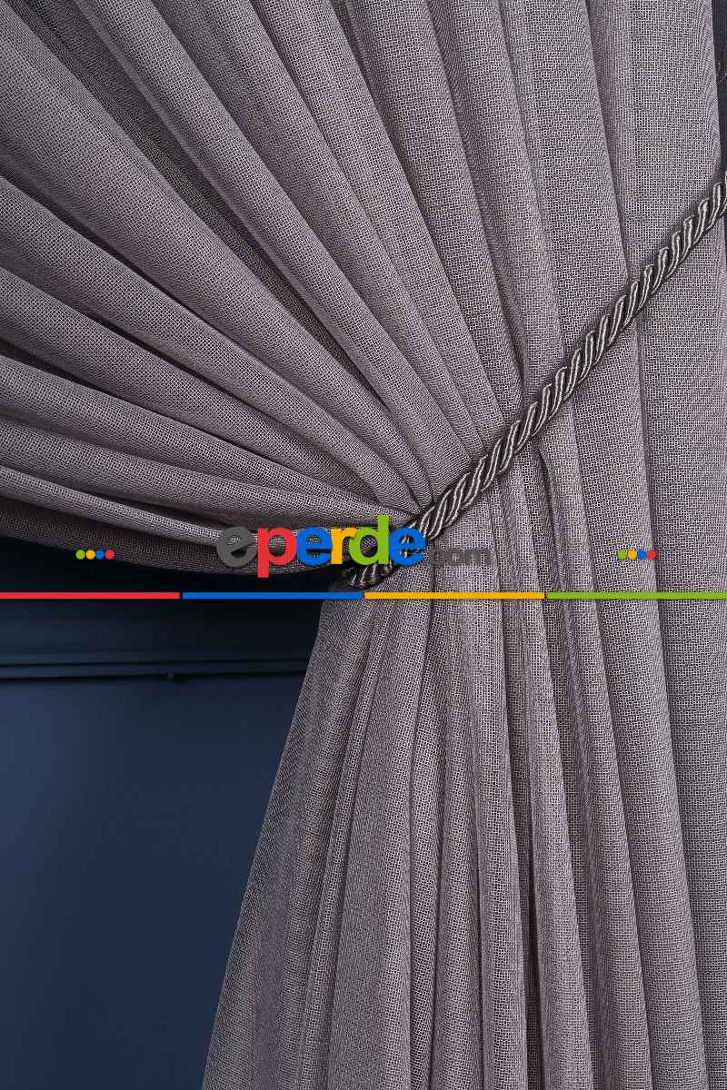 Yatak Odası Fon Perde - Gri Tülden Kordon Toplama Fon Perde ( Kordon Hediyeli)