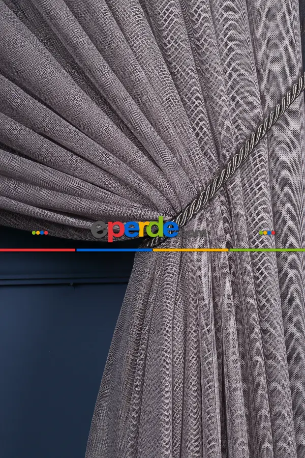 Yatak Odası Fon Perde - Gri Tülden Kordon Toplama Fon Perde ( Kordon Hediyeli)