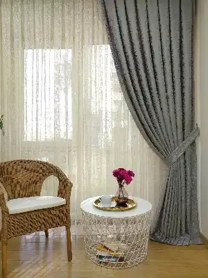 Açık Gri Duz Jakar Fon Perde (180)- Gri Açık