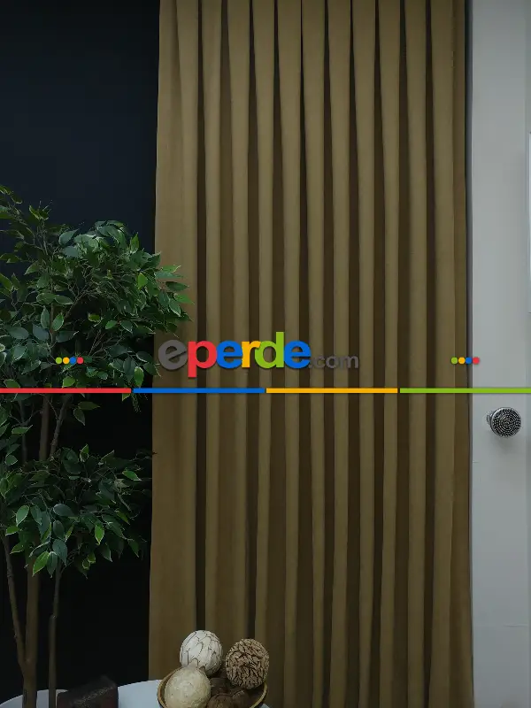 Düz Renk Dökümlü Fon Perde (150)- Haki