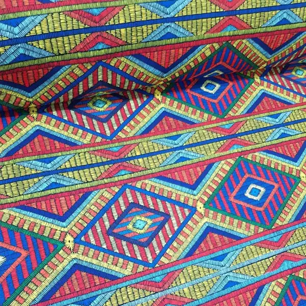 Etnik Desenli Fon Perde Evm466 _e - Kumaşı Kalındır Duck Bezi Değildir.- Kırmızı-Sarı-Mor-Kahve-Çok Renkli