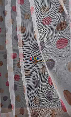 Hazır Ölçülü Petek Zemin Kahverengi Ve Pembe Renkli Puantiye Desenli Grek Baskılı Tül Perde