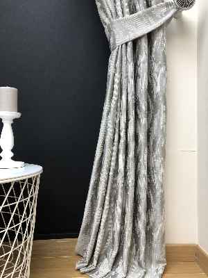 Salon Perdesi - Açık Gri Desenli Jakar Fon Perde (geniş En:280 Kumaş)- Gri Açık