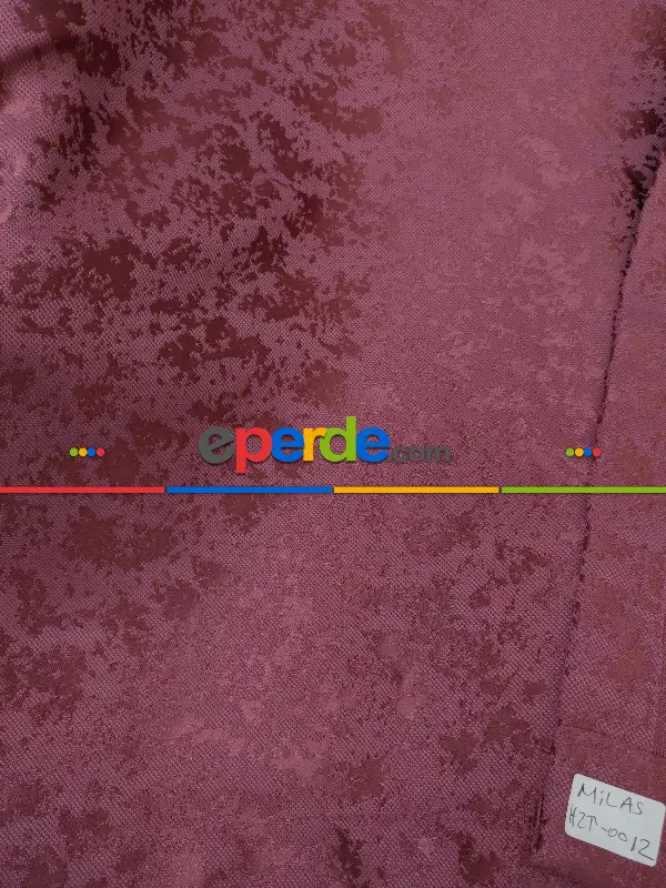 Koyu Gül Rengi Rengi Kendinden Desenli Jakar Fon Perde (285 En)- Gül Kurusu