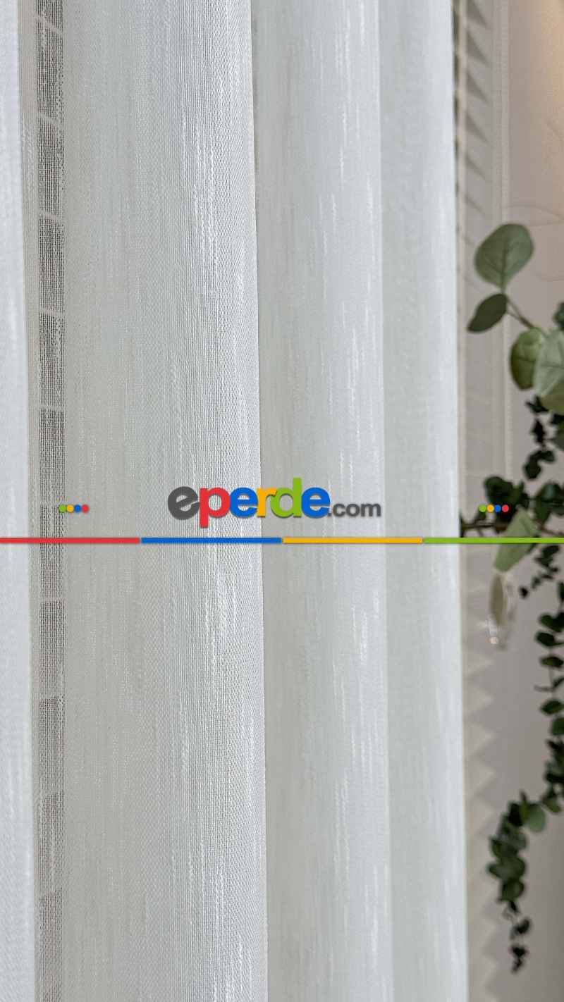 Ekru, Seyrek Pile, Bambu Şantuk, Tül Perde,yumuşak, Dökümlü