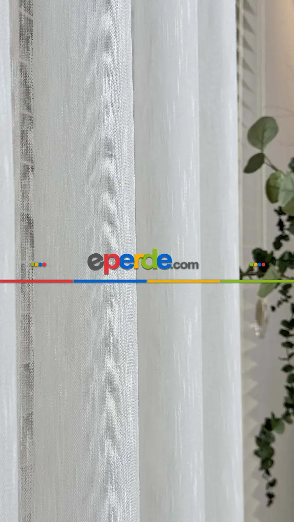 Ekru, Seyrek Pile, Bambu Şantuk, Tül Perde,yumuşak, Dökümlü