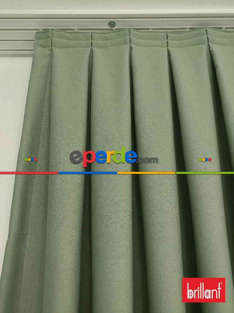 %90 Brillant Karartma Blackout Su Yeşili Renk Fon Perde- Su Yeşili
