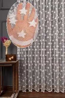 Bebek Odası -  Yıldız Desen Örme Tül Perde